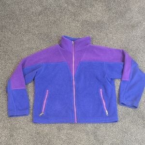 Vintage The North Face USA Women Purple& Blue Fleece Jacket Full Zip Sz M Fleece